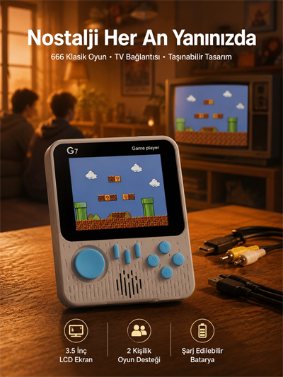 Oyun Konsolu Retro Oyun Konsolu Tvye Bağlanabilir Taşınabilir