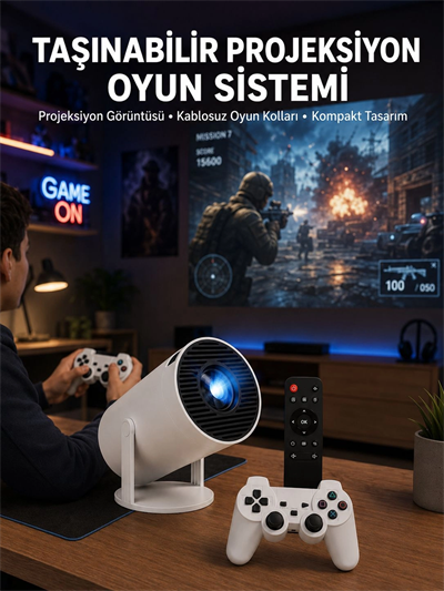 Oyun Konsolu Uyumlu Kablosuz Projeksiyon Cihazı Ev Sinema Deneyimi Yeni Nesil