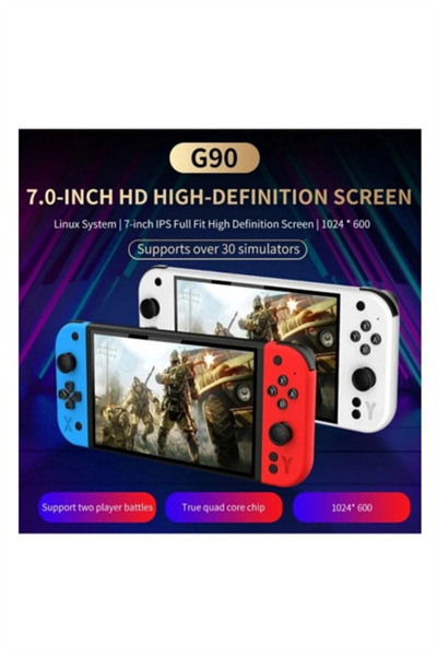 Oyun konsolu 7 inç HD ekran 2000 mAh batarya 10000+ oyun çok renkli bluetooth yok