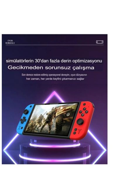 Oyun konsolu 7 inç HD ekran 2000 mAh batarya 10000+ oyun çok renkli bluetooth yok