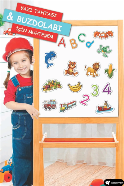 Oyuncak Manyetik Mıknatıslı 30 Parça Hayvanlar 26 Parça Sebze Meyveler Eğitici Set Magnet