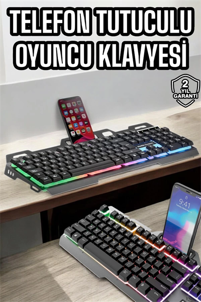 Oyuncu Klavyesi Q Klavye RGB Işıklı Mouse Hediyeli