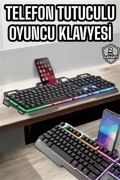 Oyuncu Klavyesi Q Klavye RGB Işıklı Mouse Hediyeli