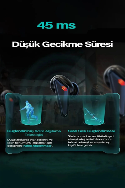 Oyuncu Kulaklık - Renk: Siyah, Mikrofon, Kullanım Tipi: Kulak içi, Bağlantı Türü: Kablosuz