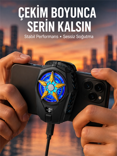 Oyunlar İçin Telefon Soğutucu – 65-85 mm Uyumlu, Dijital Ekranlı Yeni Nesil