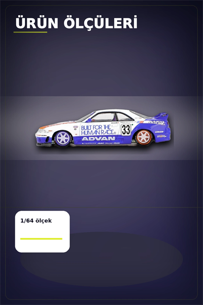 Özel Boya Kaplamalı 1/64 Ölçek Nissan Skyline GT-R R33 Diecast Model Araba BX-313372