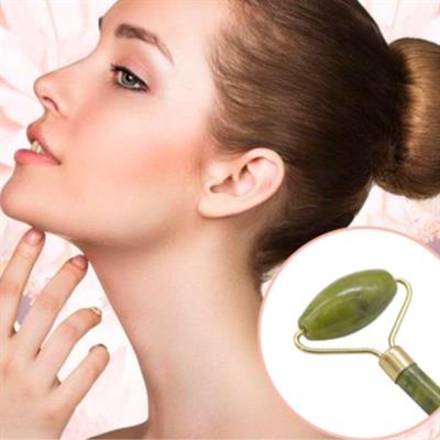 Özel Süngerli Kutusunda Kırılmaz Çift Taraflı 2li Cilt Yüz Masaj Aleti Jade Roller Yeşim Taşı (3936)