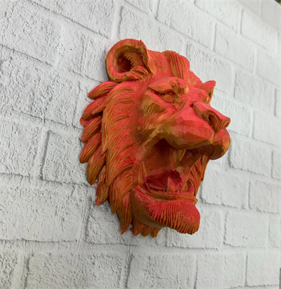 Özel Tasarım 3D Aslan Figürü Duvar Süsü Dekoratif Heykel 20x21 cm