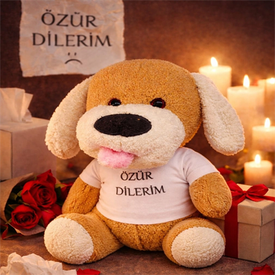 Özür Dilerim Tişörtlü Peluş Oyuncak Köpek