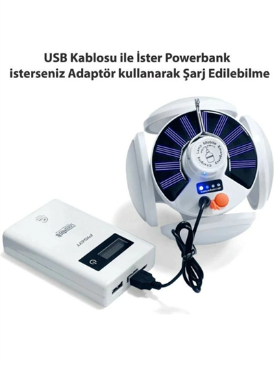 P-038 Solar Güneş Enerji Ve Usb Sarjli 5 Kanatlı