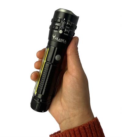 P27 Şarjlı LED Metal El Feneri 1000 Lümen Çakarlı (3936)