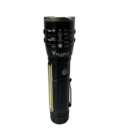 P27 Şarjlı LED Metal El Feneri 1000 Lümen Çakarlı (3936)