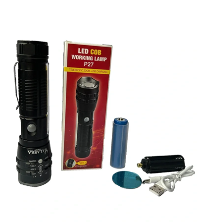P27 Şarjlı Led Metal El Feneri 1000 Lümen Çakarlı Bx40