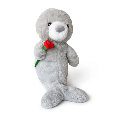 PL50252 40 CM FOK GÜL TUTAN PELUŞ FOK OYUNCAK