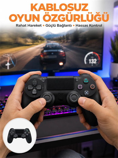 PS4 Uyumlu Kablosuz Oyun Kolu – Gerçekçi Titreşimli Geri Bildirim Yeni Nesil