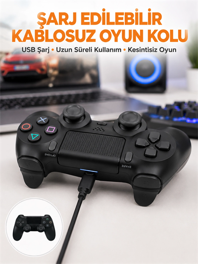 PS4 Uyumlu Kablosuz Oyun Kolu – Titreşimli, Şarjlı ve Ergonomik Yeni Nesil