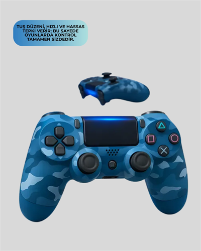 PS4 Uyumlu Kablosuz Oyun Kolu Ergonomik Çift Titreşimli