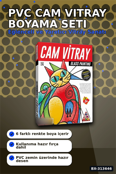 PVC Baski Desenli Cam Vitray Boyama Seti - 1 Adet Cocuk El Beceri Sanat Hediyesi BX-313646