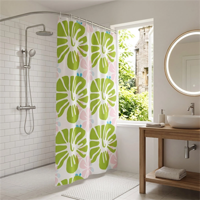 PVC Duş Perdesi - Çift Kanatlı - 12 Halkalı - 90x180 cm