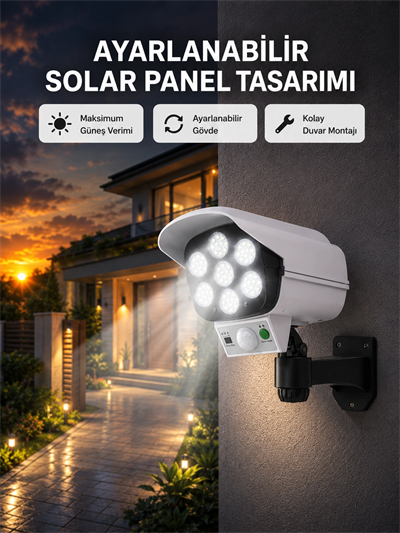 PVC+PC Malzemeli, 2si 1 Arada Güvenlik Lambası – Ayarlanabilir Başlık ve Panel Açısı