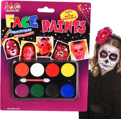 Palyaço Yüz Boyama Seti Fırçalı Makyaj Boyama Seti 8 Renk (3936)