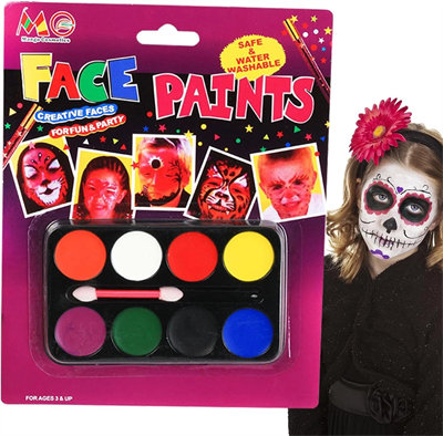 Palyaço Yüz Boyama Seti Fırçalı Makyaj Boyama Seti 8 Renk