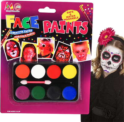 Palyaço Yüz Boyama Seti Fırçalı Makyaj Boyama Seti 8 Renk