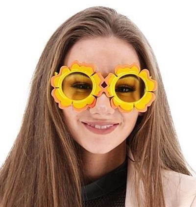 Papatya Şekilli Turuncu Sarı Renkli Hawaii Konsept Parti Gözlüğü 15x7 cm (3936)