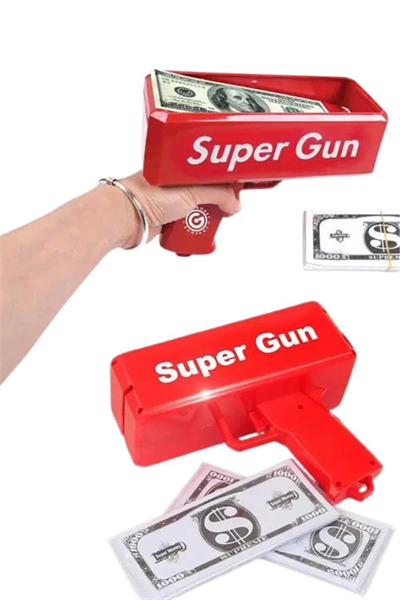 Para Dolar Saçma Para Atma Tabancası Otomatik Kırmızı Oyuncak
