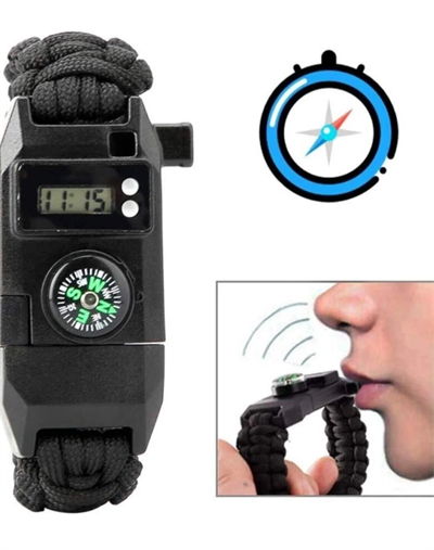 Paracord Dijital Saat Düdük Hayatta Kalma Kamp Bilekliği