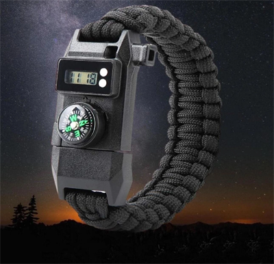 Paracord Dijital Saat Düdük Hayatta Kalma Kamp Bilekliği