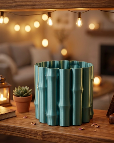 Parlak Yeşil Dekoratif Vazo Modern Tasarım Şık Masa Üstü Aksesuar