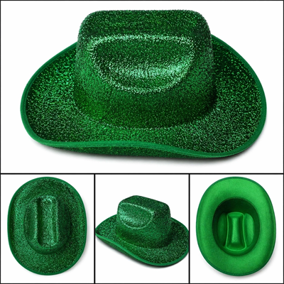 Parlak Yeşil Kovboy Şapka Kadın Erkek Parti Disco Festival Şapkası