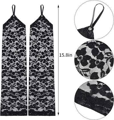 Parmak Askılı Zarif Gece Şıklığı Dantel Eldiven 40 Cm