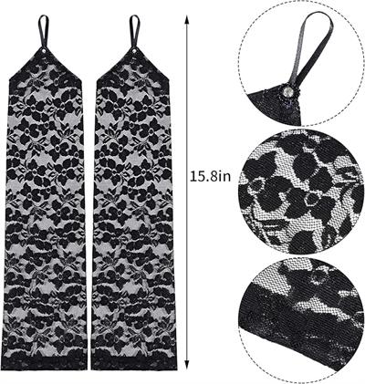 Parmak Askılı Zarif Gece Şıklığı Dantel Eldiven 40 cm (3936)