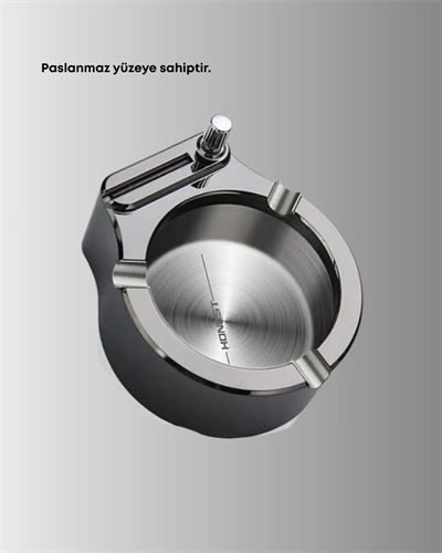 Paslanmaz Çakmaklı Küllük Modern Masa Üstü Aksesuar