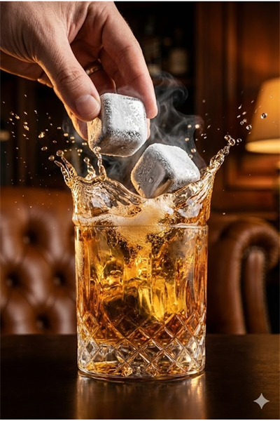 Paslanmaz Çelik Buz Küpü 4’lü Set – İçeceği Sulandırmadan Soğutucu Metal Taş