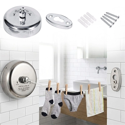 Paslanmaz Çelik Geri Çekilebilir Çamaşır İpi – Duvar Tipi Duvara Monte Banyo,balkon,bahçe Çamaşır Kurutma Askısı Bx40
