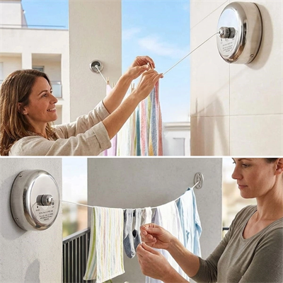 Paslanmaz Çelik Geri Çekilebilir Çamaşır İpi – Duvar Tipi Duvara Monte Banyo,balkon,bahçe Çamaşır Kurutma Askısı Bx40