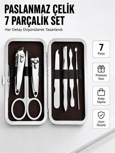 Paslanmaz Çelik Kişisel Bakım Seti – 7 Parça