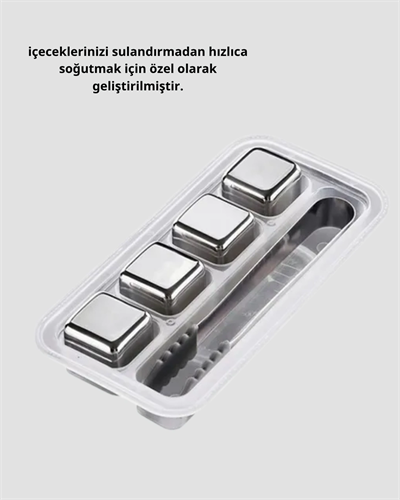 Paslanmaz Çelik Metal Buz Küpü Seti Sulandırmadan Soğutma ve Klips Dahil
