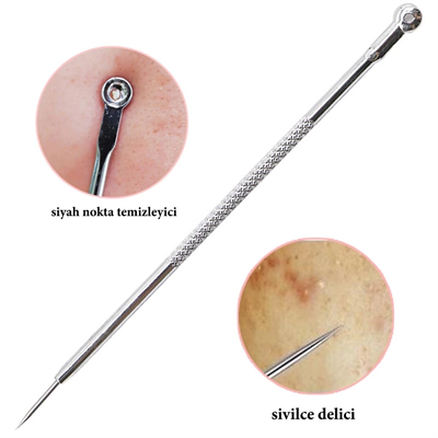 Paslanmaz Çelik Siyah Nokta Sivilce ve Akne Temizleyici Set 3lü Kit