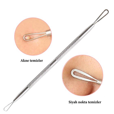 Paslanmaz Çelik Siyah Nokta Sivilce ve Akne Temizleyici Set 3lü Kit