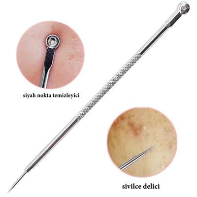 Paslanmaz Çelik Siyah Nokta Sivilce ve Akne Temizleyici Set 3'lü Kit (3936)