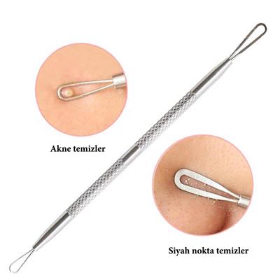 Paslanmaz Çelik Siyah Nokta Sivilce ve Akne Temizleyici Set 3'lü Kit (3936)