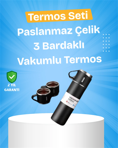 Paslanmaz Çelik Termos Seti | 500 ml Kapasite, 6-12 Saat Isı Koruma, Hediye Kutulu