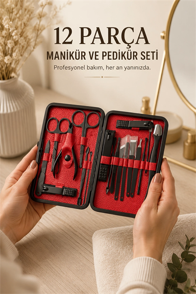 Paslanmaz Çelik Uçlu 17 Parça Profesyonel Manikür ve Pedikür Seti