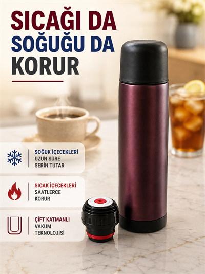 Paslanmaz Çelik Vakumlu Termos Sıcak ve Soğuk İçecek Termosu