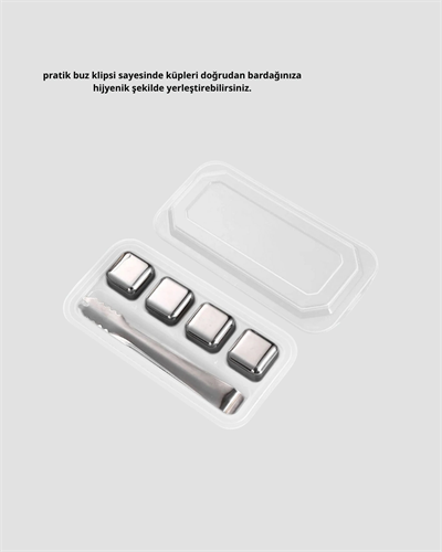Paslanmaz Metal Buz Küpleri Seti Klipsli Sulandırmadan Soğutma Özellikli