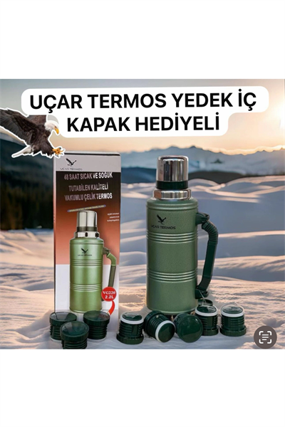 Paslanmaz çelik yeşil termos 48 saat yalıtım süresi kutulu - Spor & Outdoor - Ekipman & Aksesuar